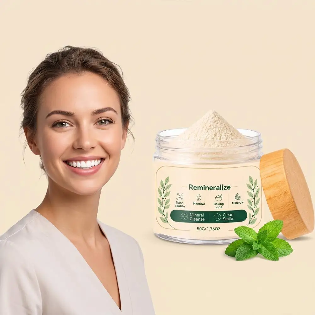 Portable Tooth Powder 50g Fine Smooth Oral Cleaning Formula Fresh Breath Daily Brushing Care with Moisture Proof Screw Top Lid