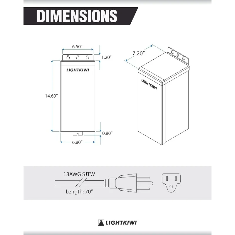U8810 600 W Niederspannungs-Landschaftsbeleuchtungstransformator für den Außenbereich, 120 V AC bis (12 V–13 V–14 V–15 V AC), Multi-Tap, wetterfest