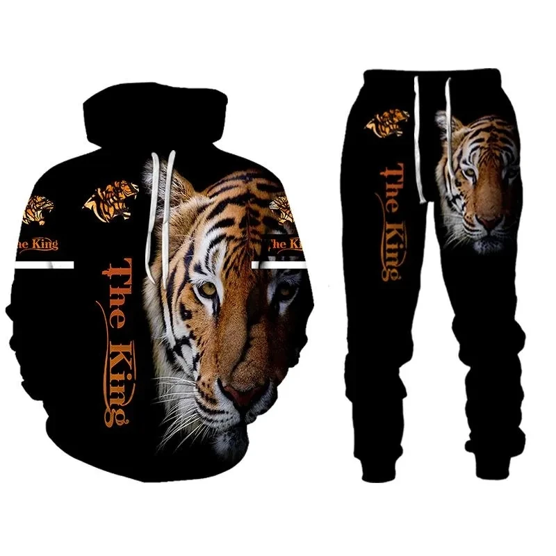 Men's Hoodies Sweatshirts Suits 3d Tiger Print Hoodie Pants Sets Man Women Tracksuit Outfits Fashion Men's Clothing 2-Piece Sets