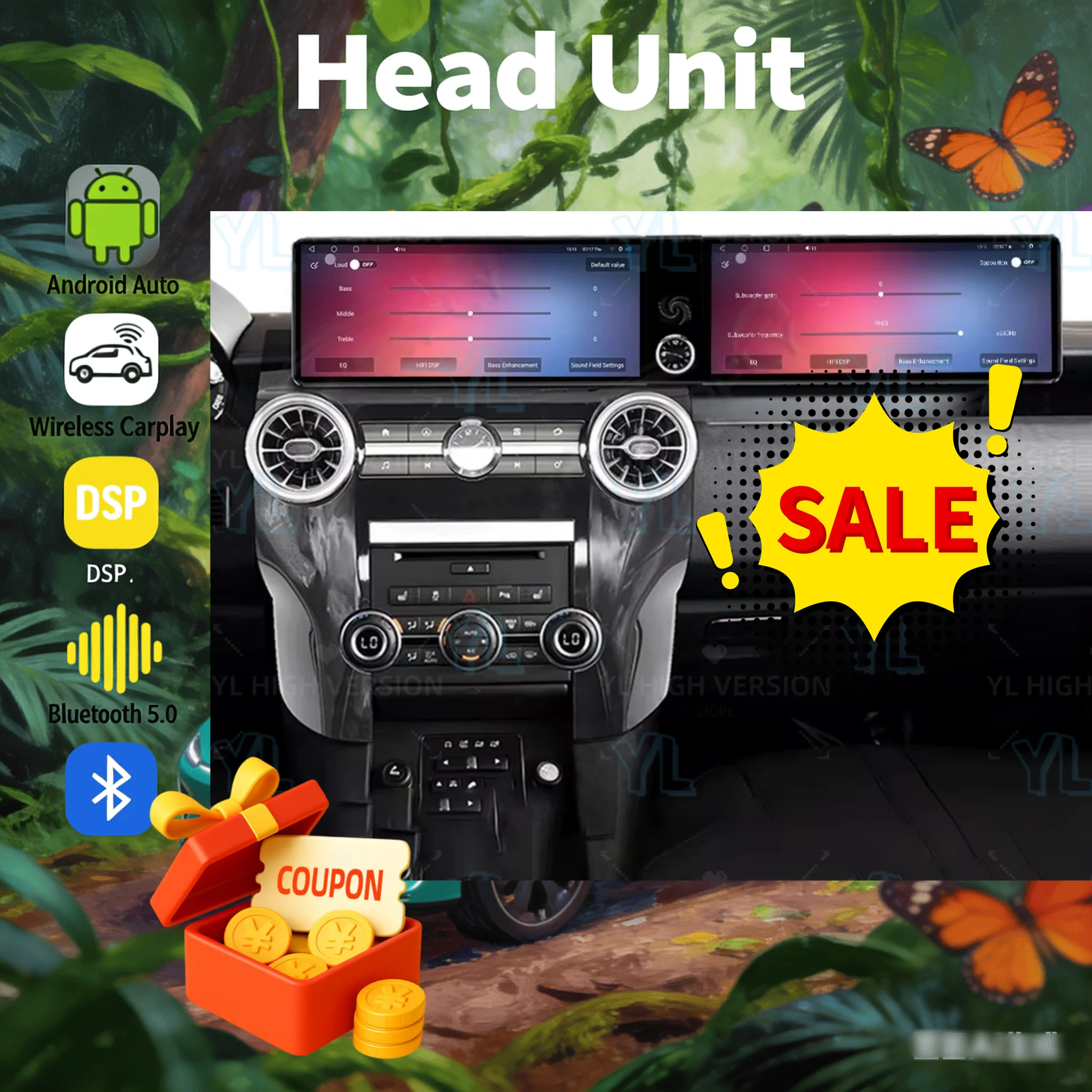 

Y Dual 12.3" Android 13.0 Auto Carplay Stereo For Land Rover Discovery 4 2012 - 2016 Car Radio GPS WIFI wireless unit BT5.0 DSP