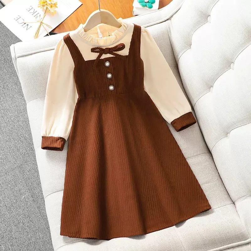 

Girls' Dress Spring New Fashionable Princess Style Big Girl Sweet Stylish Spring Autumn Two-Piece Dress