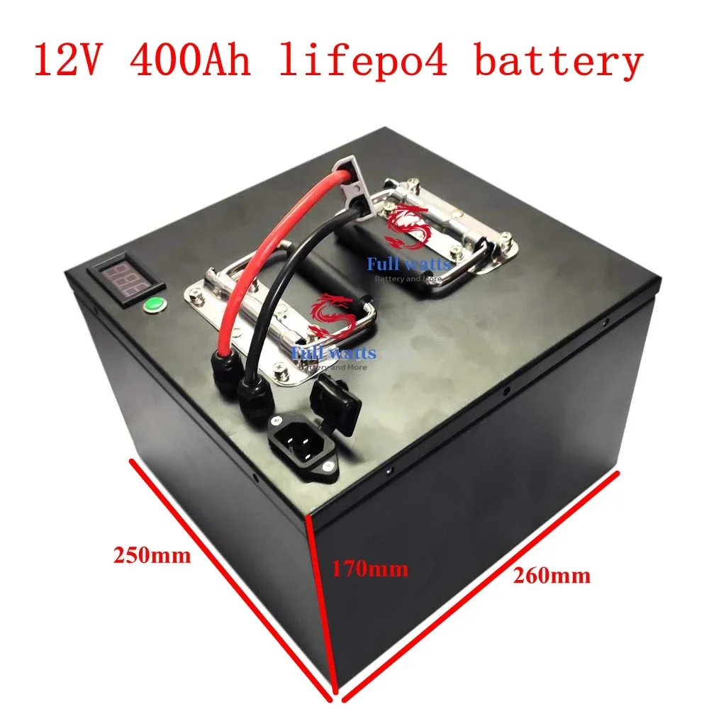 12v 400ah Lifepo4 Battery Pack RV Power with BMS for RV Caravan Solar System Yacht AGV Solar Panel Energy Storage + 20A Charger