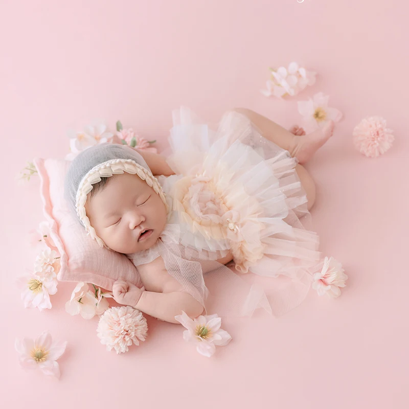 المهنية الوليد التصوير الفوتوغرافي ازياء لطيف الباليه نمط الطفل فستان الأميرة محاكاة زهرة الدانتيل عقال التقطت الصور الدعائم #3