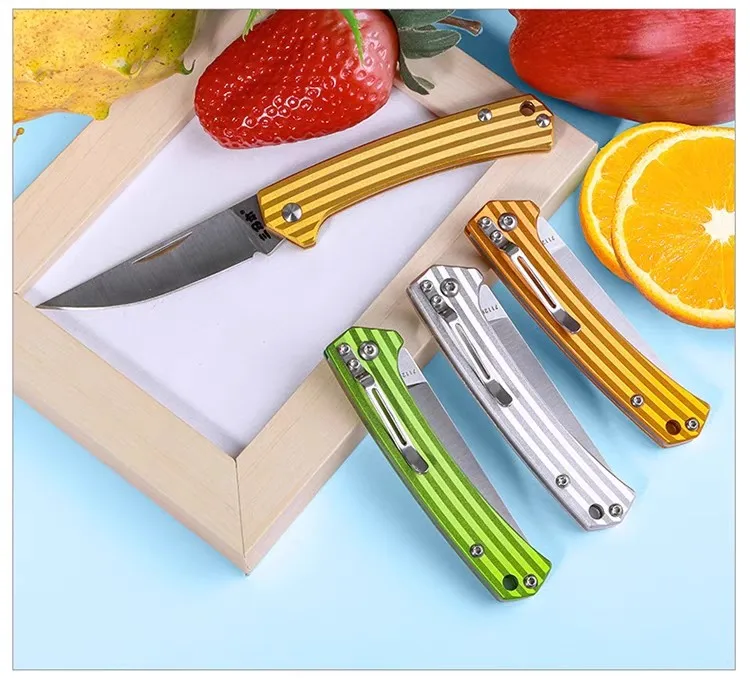 Sanrenmu 7112 Fruit Knife Folding Pocket Knife Portable Pocket Knife Aluminium Alloy Handle Without Lock