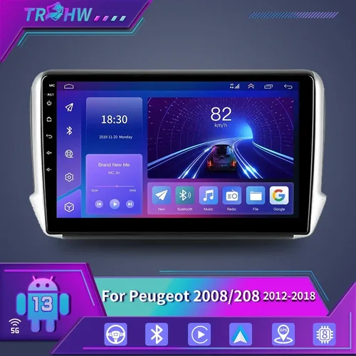Imagen 1 del producto Para Peugeot 2008 208 2012 - 2018 reproductor Multimedia navegación GPS Carplay pantalla táctil estéreo automático 2din Android 13