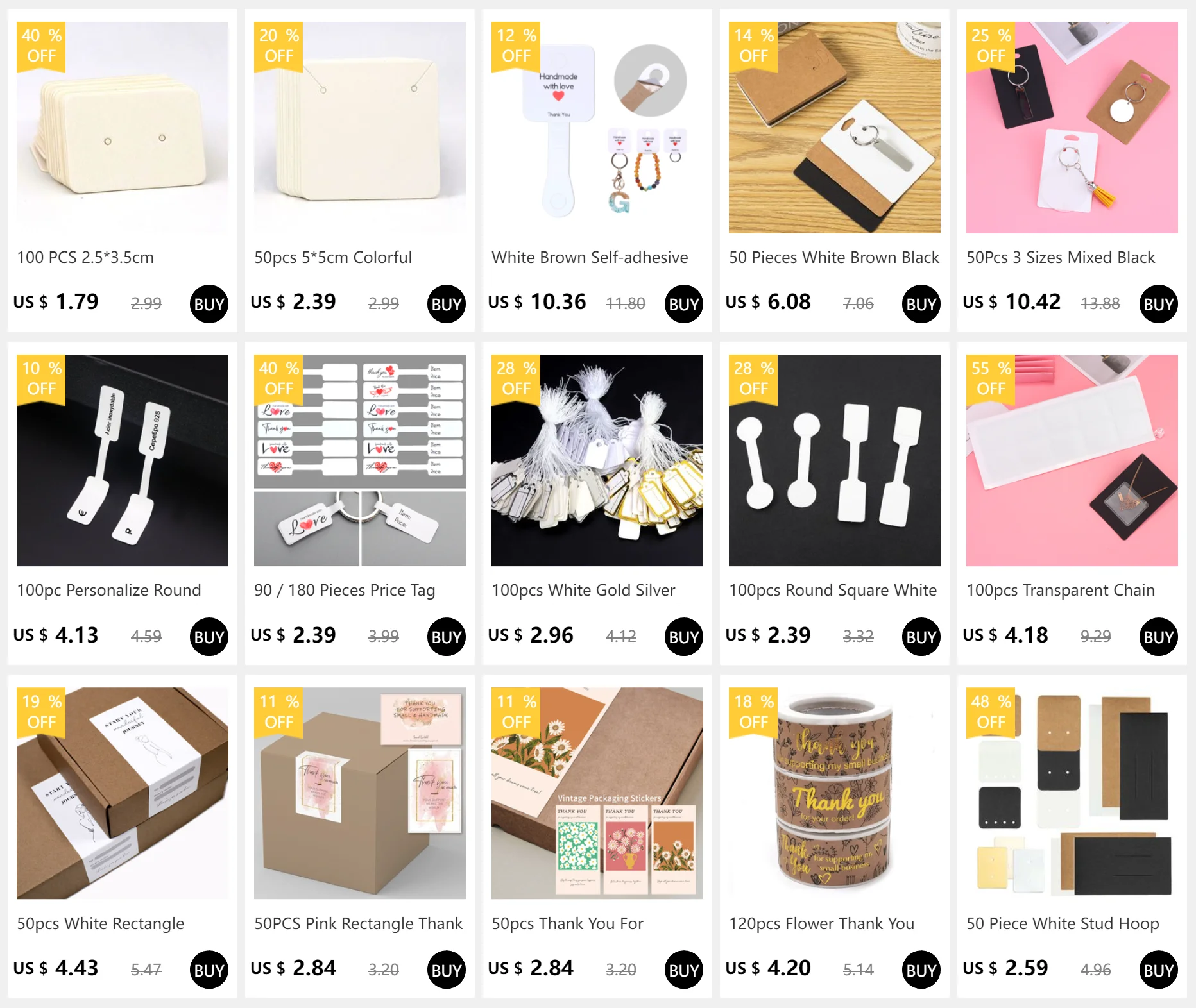 5type 100 stücke Schmuck Preis schild bunte leere schwarz weiß Kraft papier Ohrringe Display-Karte Großhandel handgemachte DIY Zubehör – Detail 9