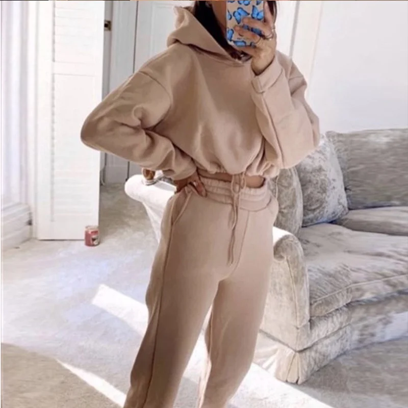 2023 Women\'s Tracksuit Sweatshirt + Sweatpants Pullover Hoodies Sportswear Woman Long Sleeve Clothing Trendy Jogging Pants Set