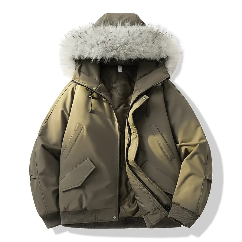 Winter New Fashion Trend Waterproof and Plush Thick Warm Cotton Jacket Men's Loose Sports Plus Large Size High-Quality Jacket