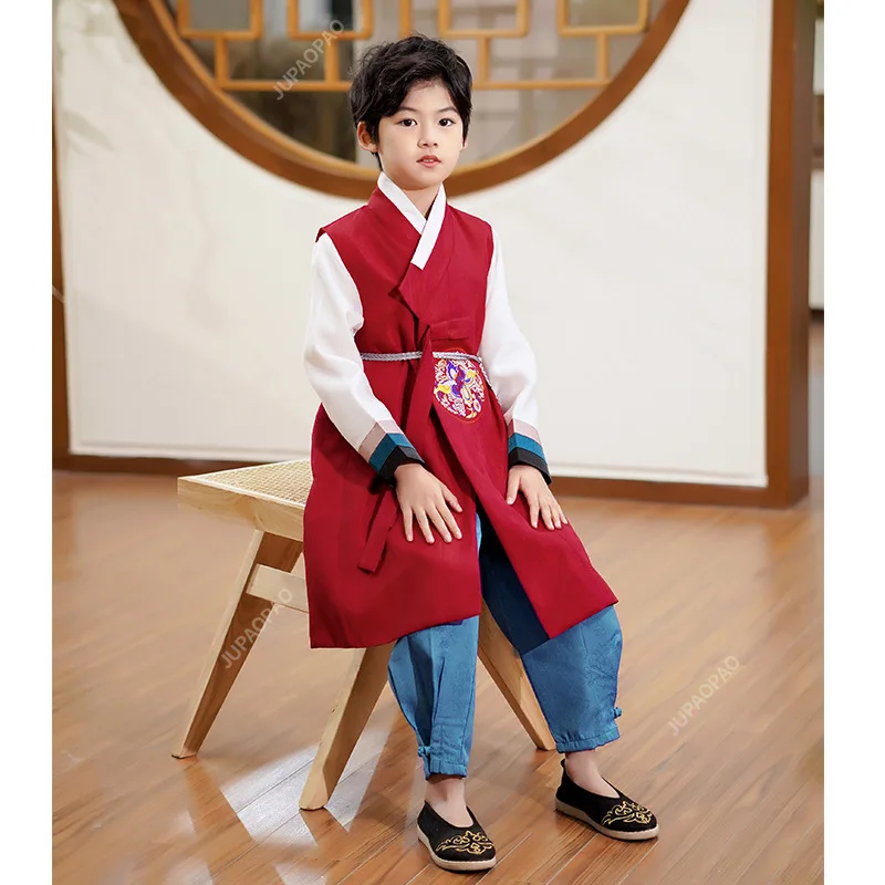 

Boys Korean Traditional Clothing Ancient Robes Ethnic Court Official Clothes Stage Performance Costume Male Multicolor Hanbok