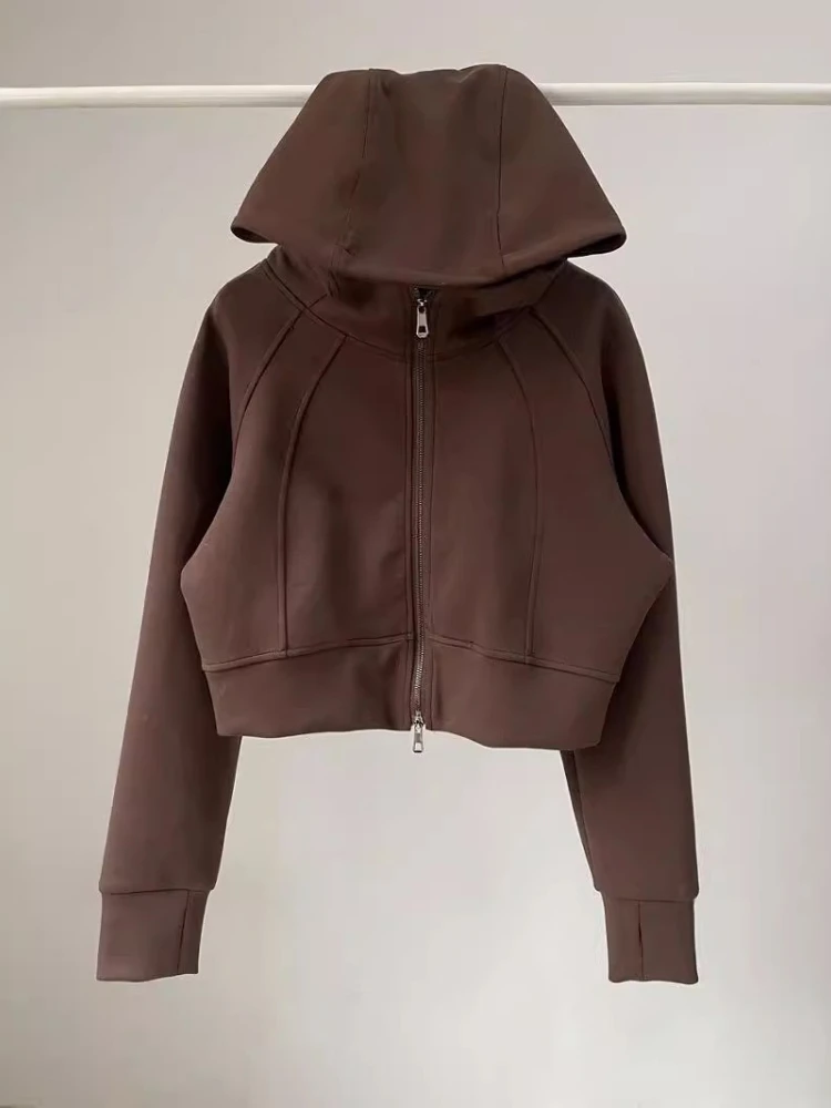 هوديس عصرية مقصوصة للنساء 2025 Ropa Mujer بسحاب مزدوج فضفاض ​ سترات y2k معطف كاجوال كوري عتيق