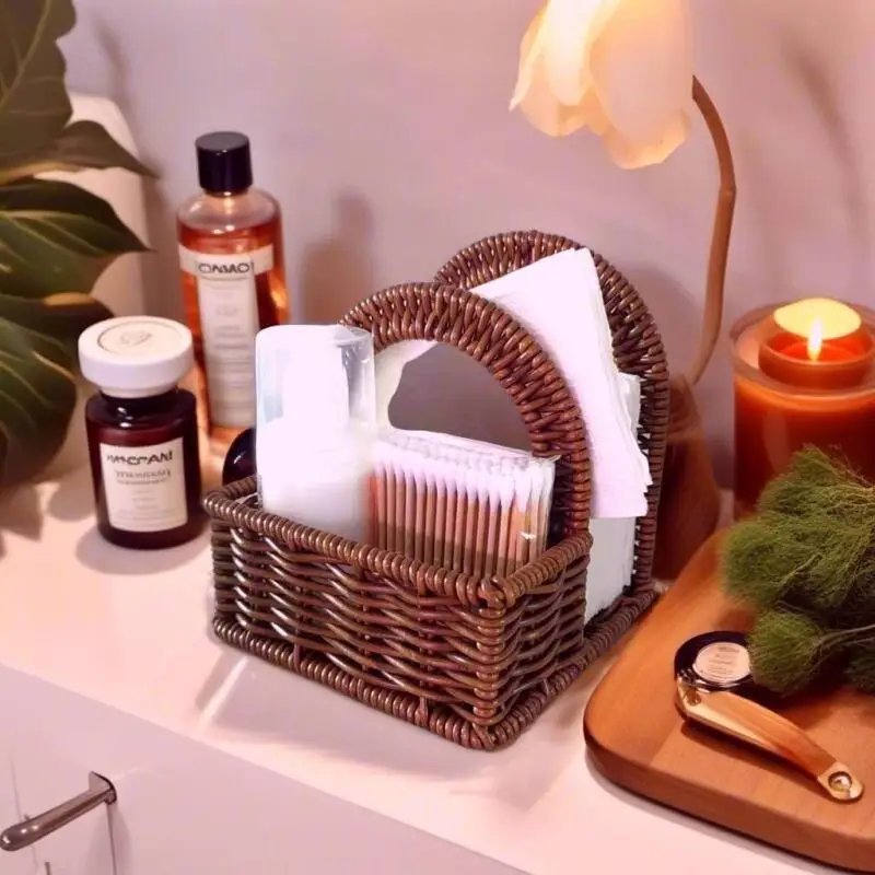 

Handwoven Napkin Holder Bread Basket Organizer, Natural Rattan Eco-Friendly Kitchen Storage Dining Table Decor Housewarming Gift