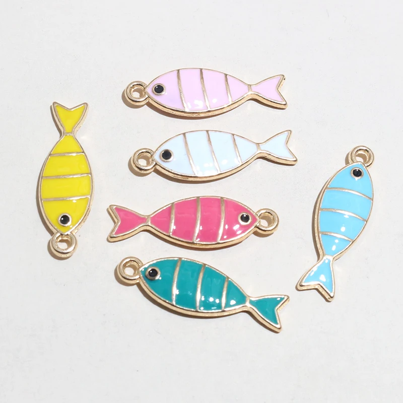 20pcs 23x7mm Enamel Fish Charms Pendant DIY Jewelry Making Accessories Findings for Earrings Necklace Bracelets image 6