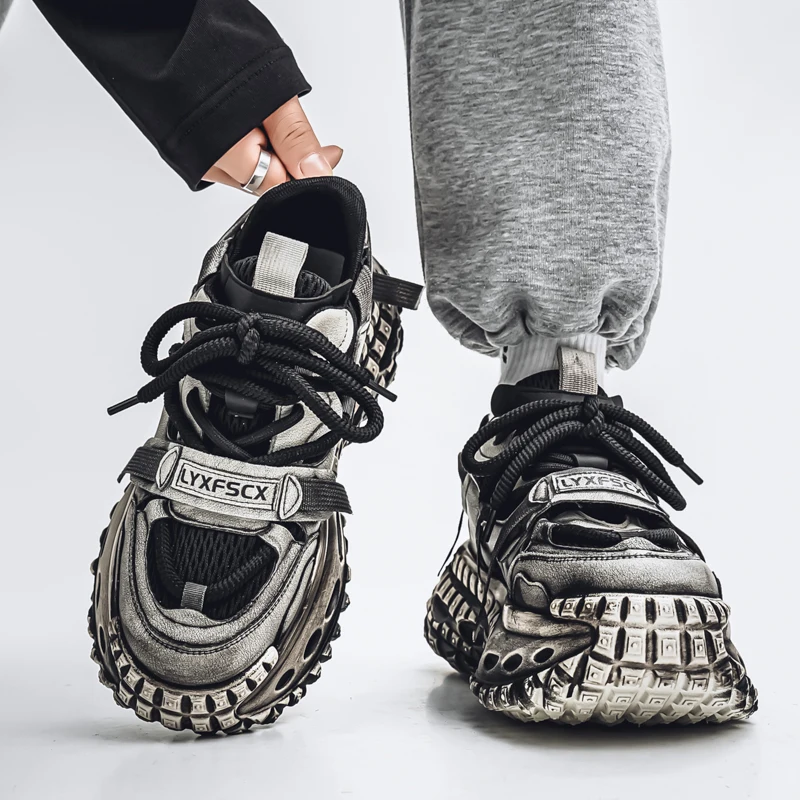 

Массивные кроссовки, мужские дизайнерские спортивные туфли с подошвой, модные повседневные кроссовки из кожаной ткани, дышащие кроссовки на увеличенной платформе