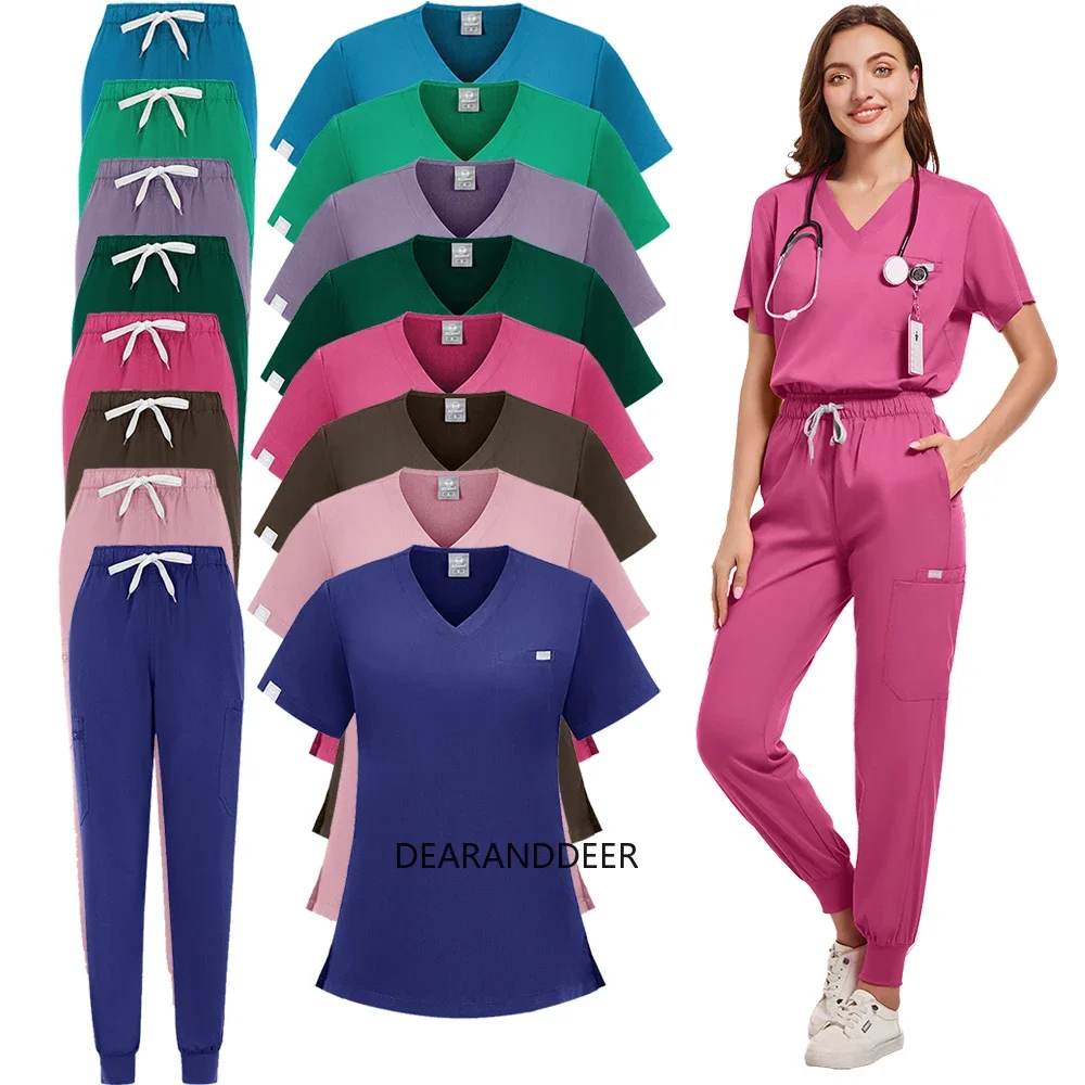 

Scrubs for hospital doctors and nurses including tops pants operating room smocks fashionable short-sleeved nursing uniforms