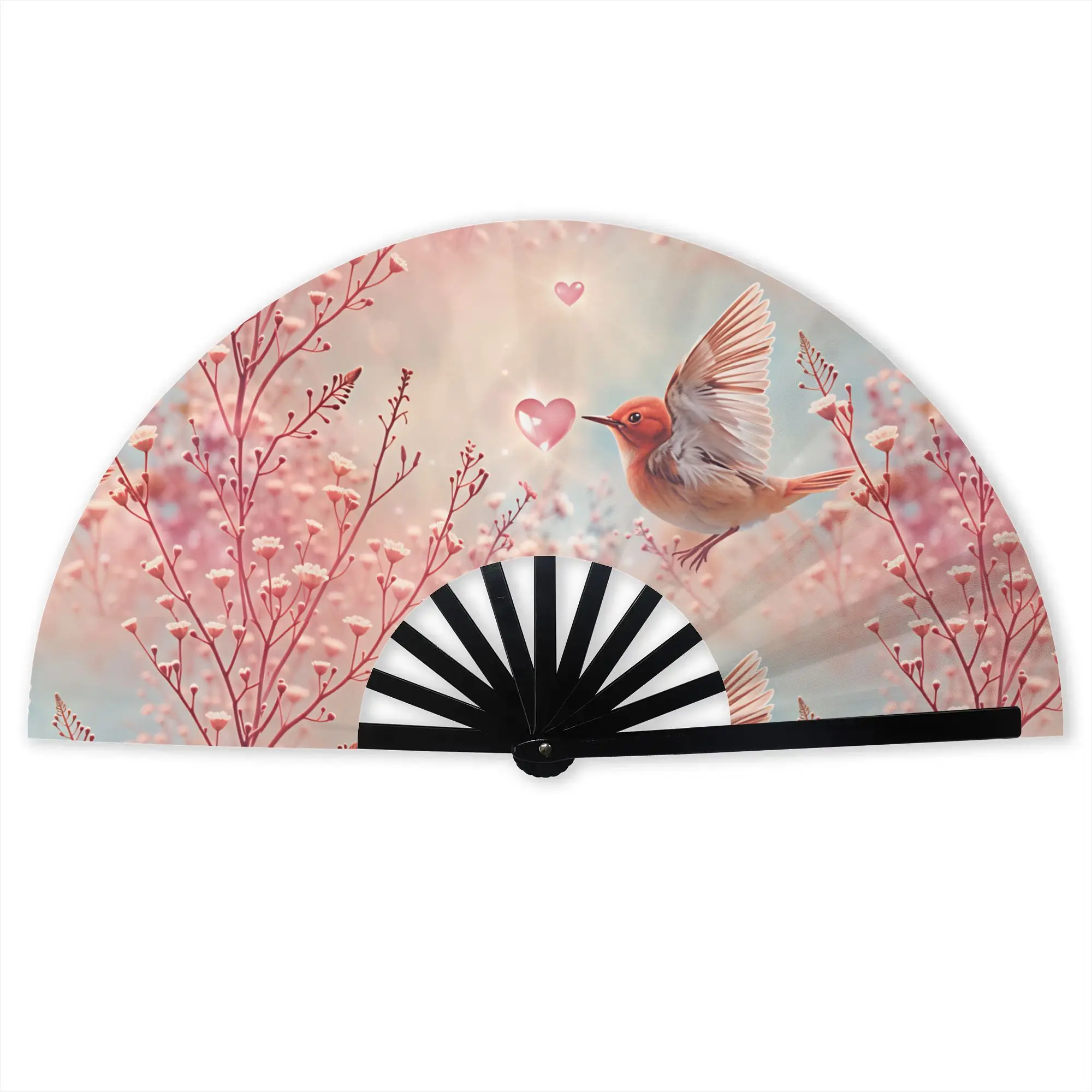 Flowers Fragrant And Birds Singing Traditional Folding Fan Oriental Art  High-Quality Fans Gift Classic Decorative Hand Fan