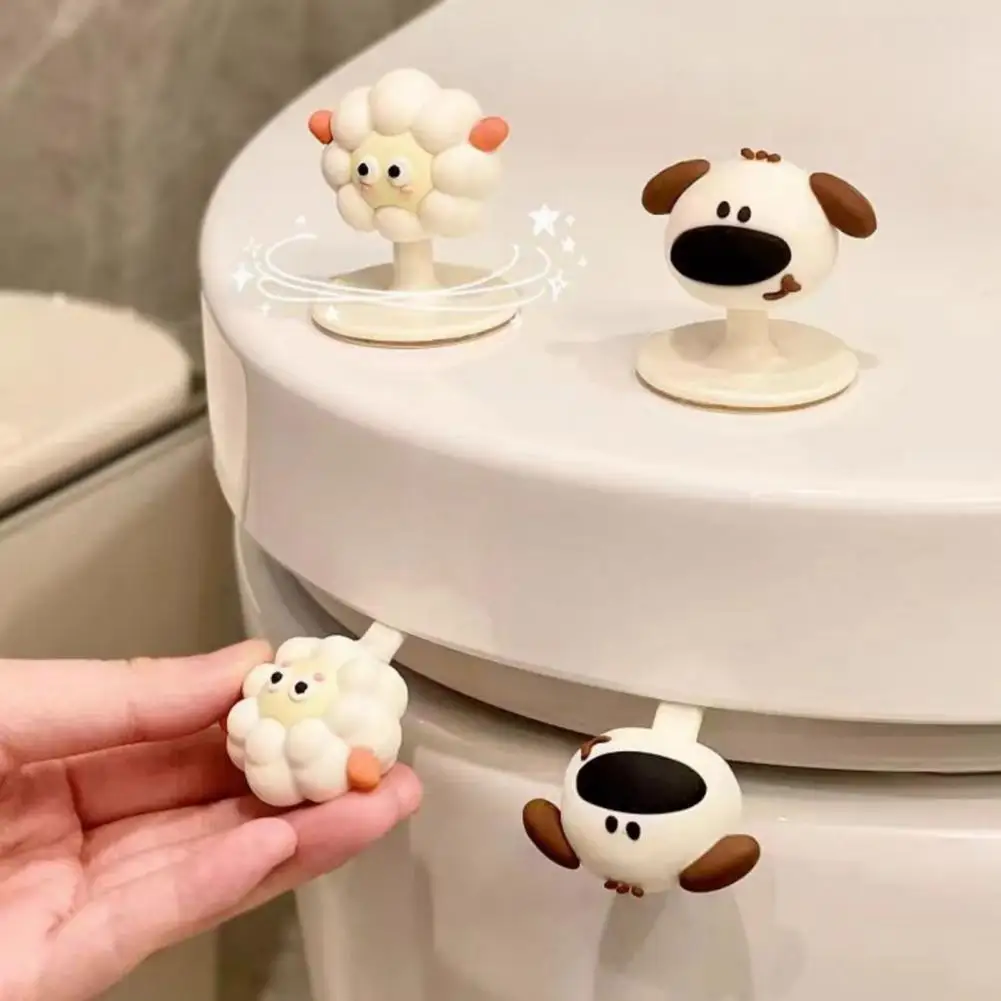 Toilet Lid Lifter Adhesive Bathroom Tool Adorable Cartoon Toilet Seat Lifters for Kids Hygienic Silicone Handle Holder Flexible