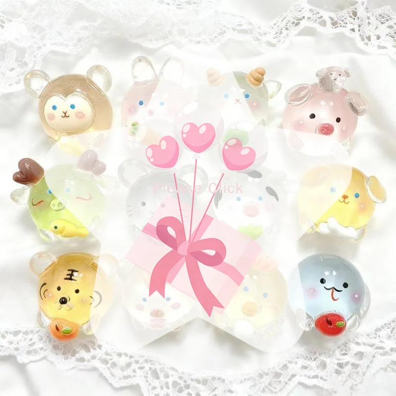 Glowing Chubby Chinese Zodiac 3D Resin Ornaments Cartoon Translucent for Handmade Jewelry Pendant Craft Making
