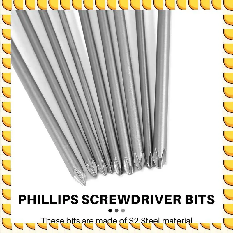 

BAAU 9Pcs 1/4 Inch 200Mm Ph1 Ph2 Phillips Magnetic Long Hex Cross Head Screwdriver Bits S2 Electric Drill Power Driver Tools