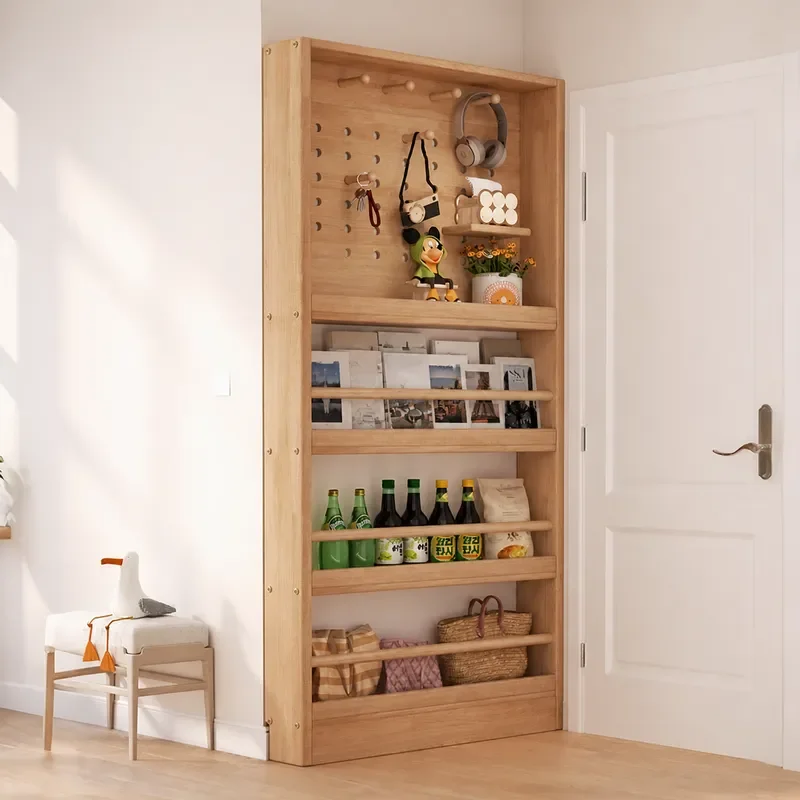 Ultra Thin Door Rear Shelf Crevice Storage Cabinet 10cm Solid Wood Bookshelf Wall Hanging Against The Wall Childrens Wardrobe