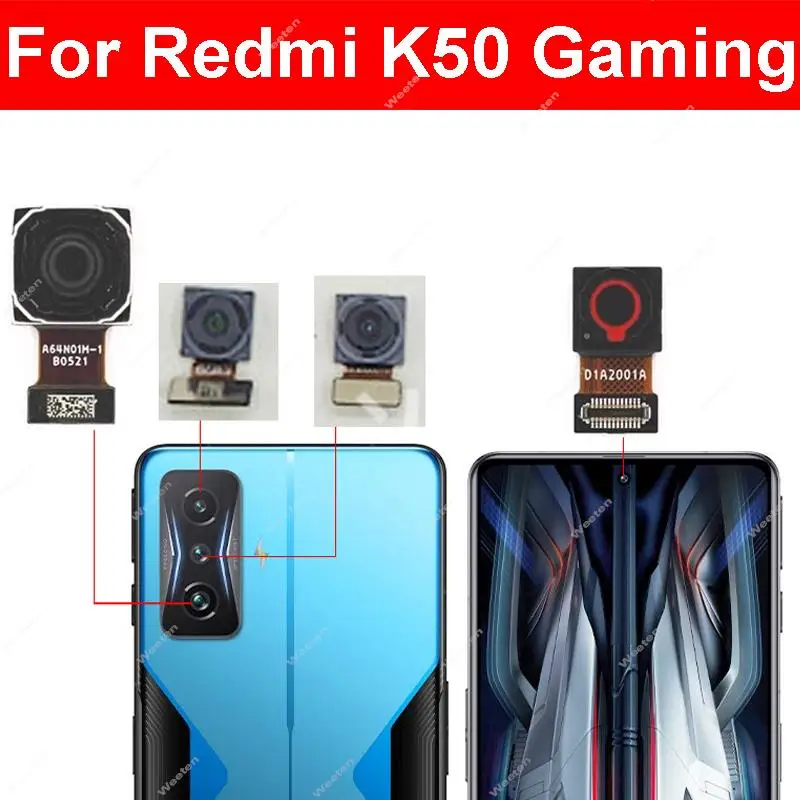 All Set Camera For Xiaomi Redmi K50 Gaming 21121210C Front Selfie Rear Main Front Big Back Camera Module Flex Cable Repair Parts