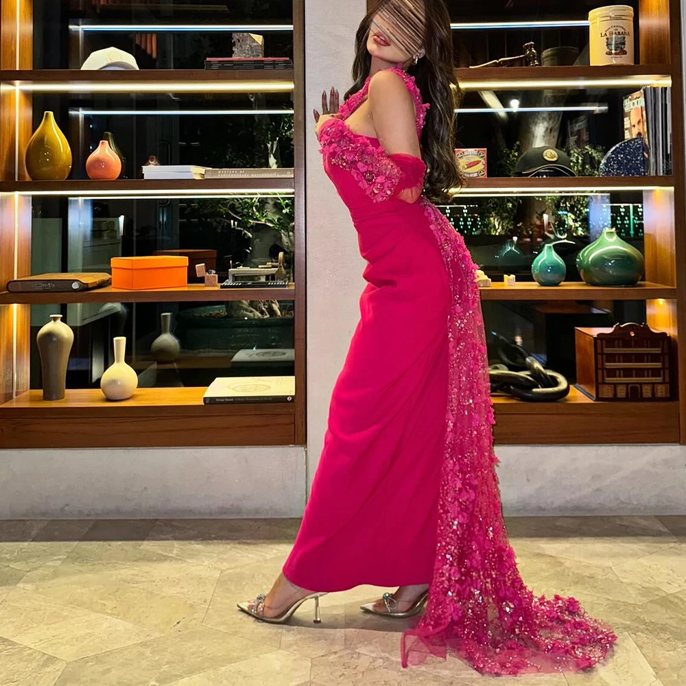 Customized Luxury Jersey Straight Appliques Crystal Evening Dress High Quality Floor Length Strapless vestidos para mujer