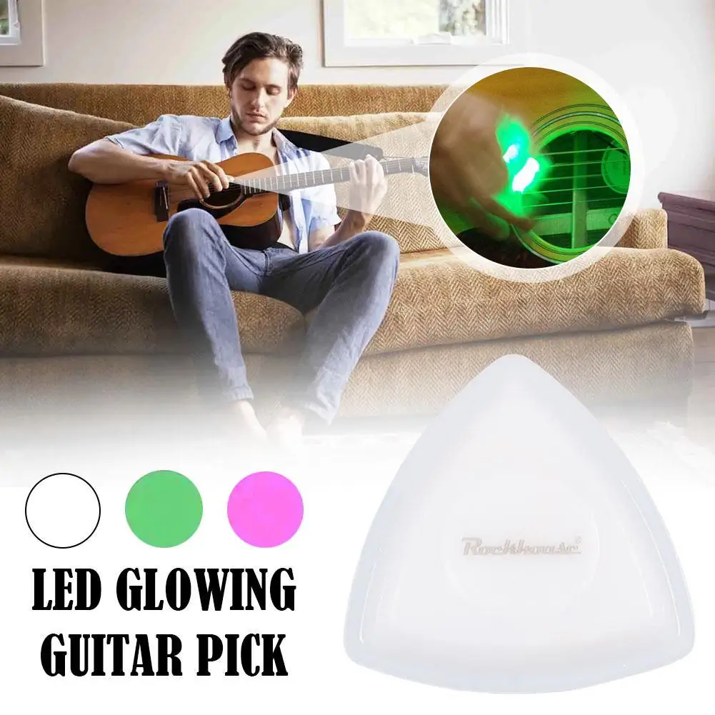 

LED Glowing Guitar Pick Food-Grade Plastic Guitar Touch Luminous Pick Musical Stringed Instrument Glowing Plectrum