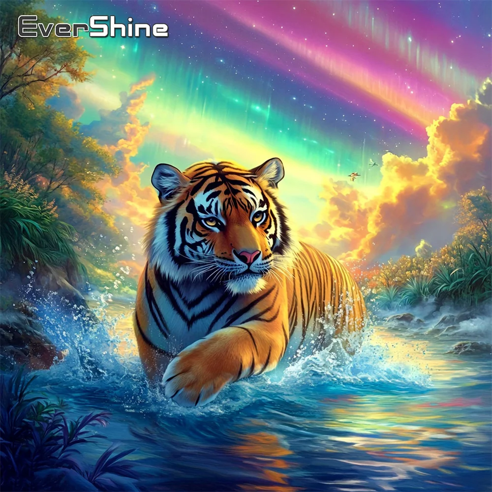 EverShine Vollquadratische Diamant-Stickerei, Tiger-Bild, Strass-Gemälde, Tier, Neuankömmling, Diamant-Mosaik-Dekoration für Zuhause