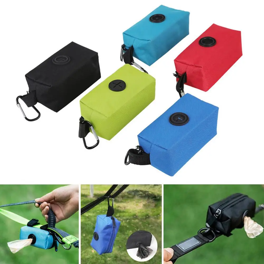 Dog Poop Bag Holder For Leash Doggie Waste Bag Dispenser Fabric Puppy Potty Small Doggy Zipper Pouch With Carabiner Y3h8