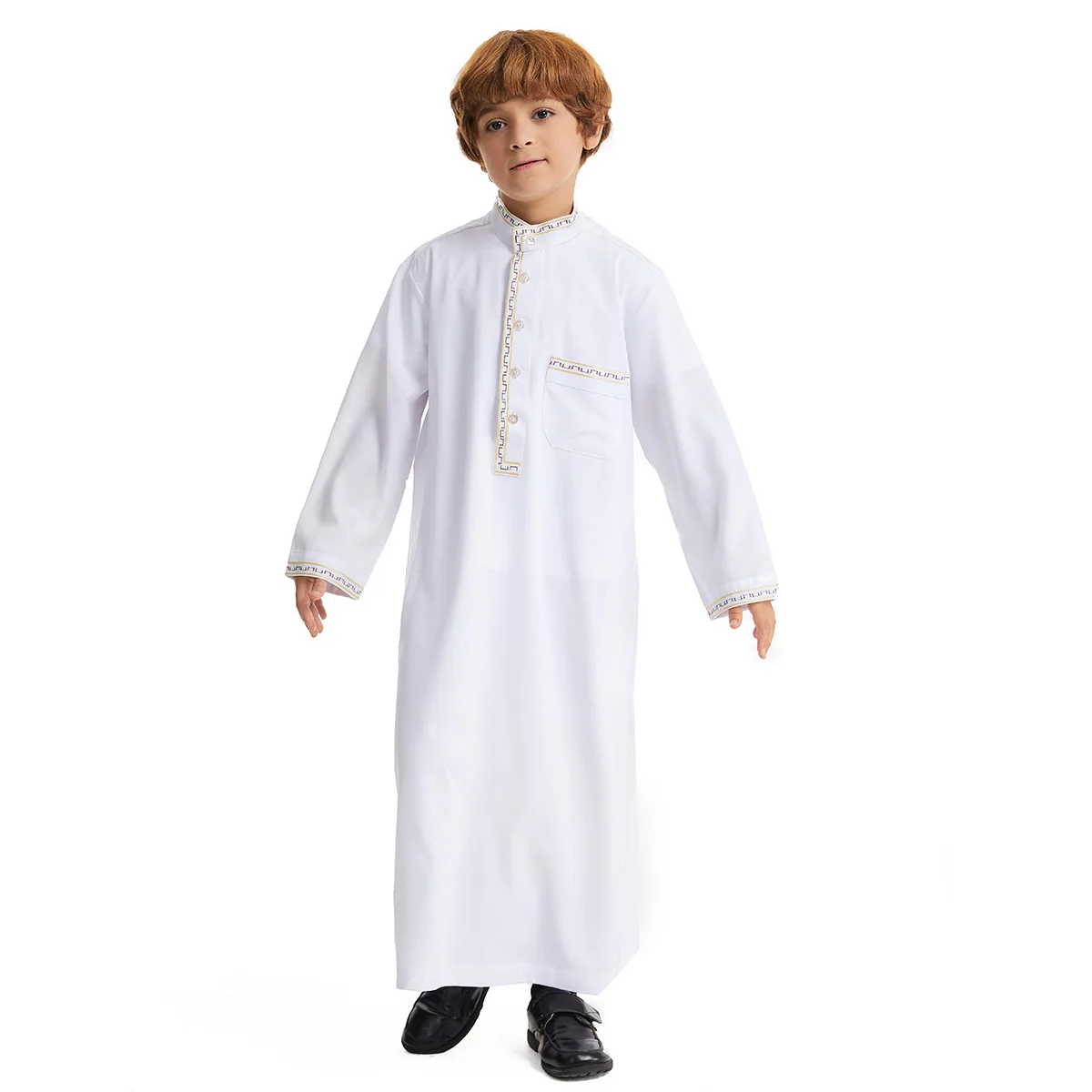 Turkish Muslim Kids Abaya Jubba Thobe Dress Boy Thobe Thawb Caftan for Children Islamic Clothing Long Robes Dress Dubai Arab