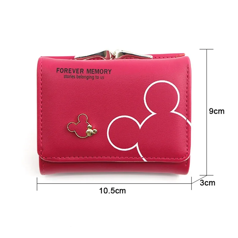 Disney Mickey Mouse woman bag PU Fashion Cute wallet  Designer Coin Purse Hasp Sweet Credit Card Holder Women Short Wallet