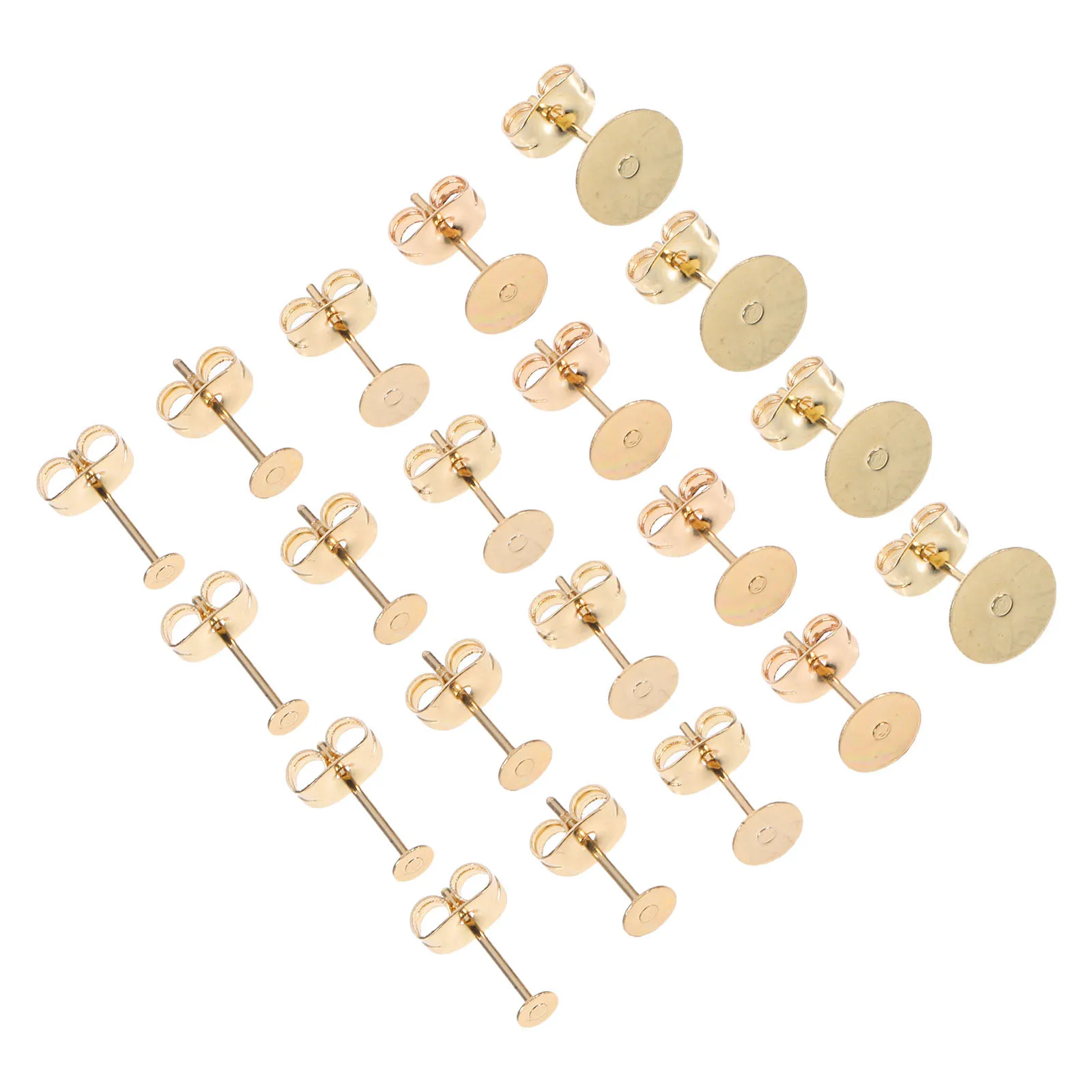 50Set Stainless Steel Earring Findings Flat Round Studs for DIY Jewelry Making Supplies Secure Backs Suitable Size