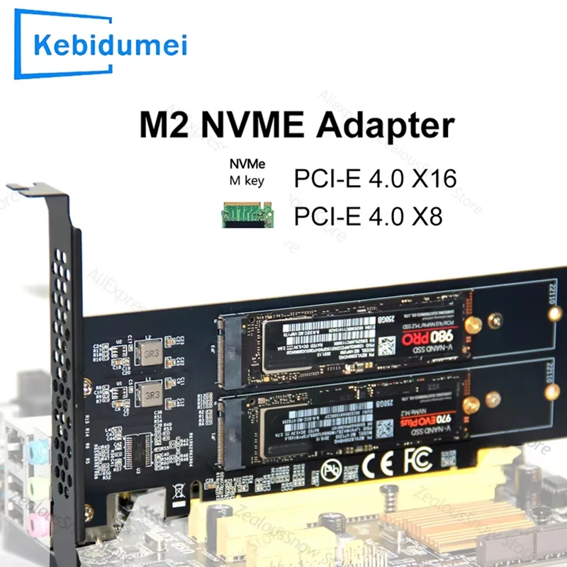 

PCle4.0 X16 to 4xNVME M.2 Expansion Card M.2 SSD GEN4 PCIe4.0 PC Motherboard X1 X4 X8 X16 Expansion Card For 2230 2242 2260 2280