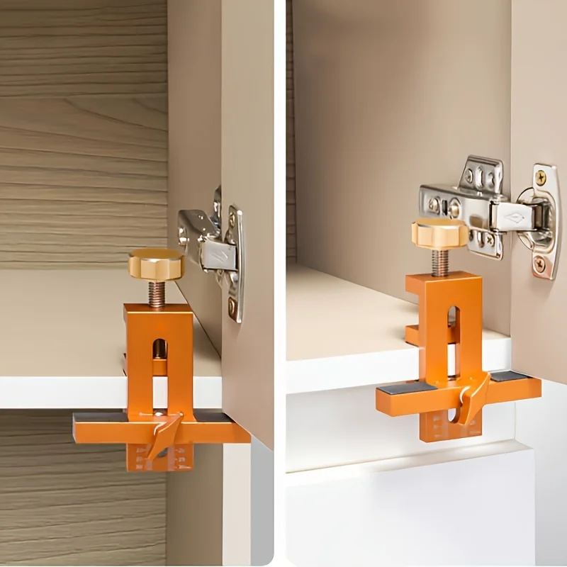 أداة تركيب باب الخزانة قابلة للتعديل مع ذراع داعم ومشبك، مرفق مفصل سهل لأداة تحسين المنزل للأبواب بدون إطار