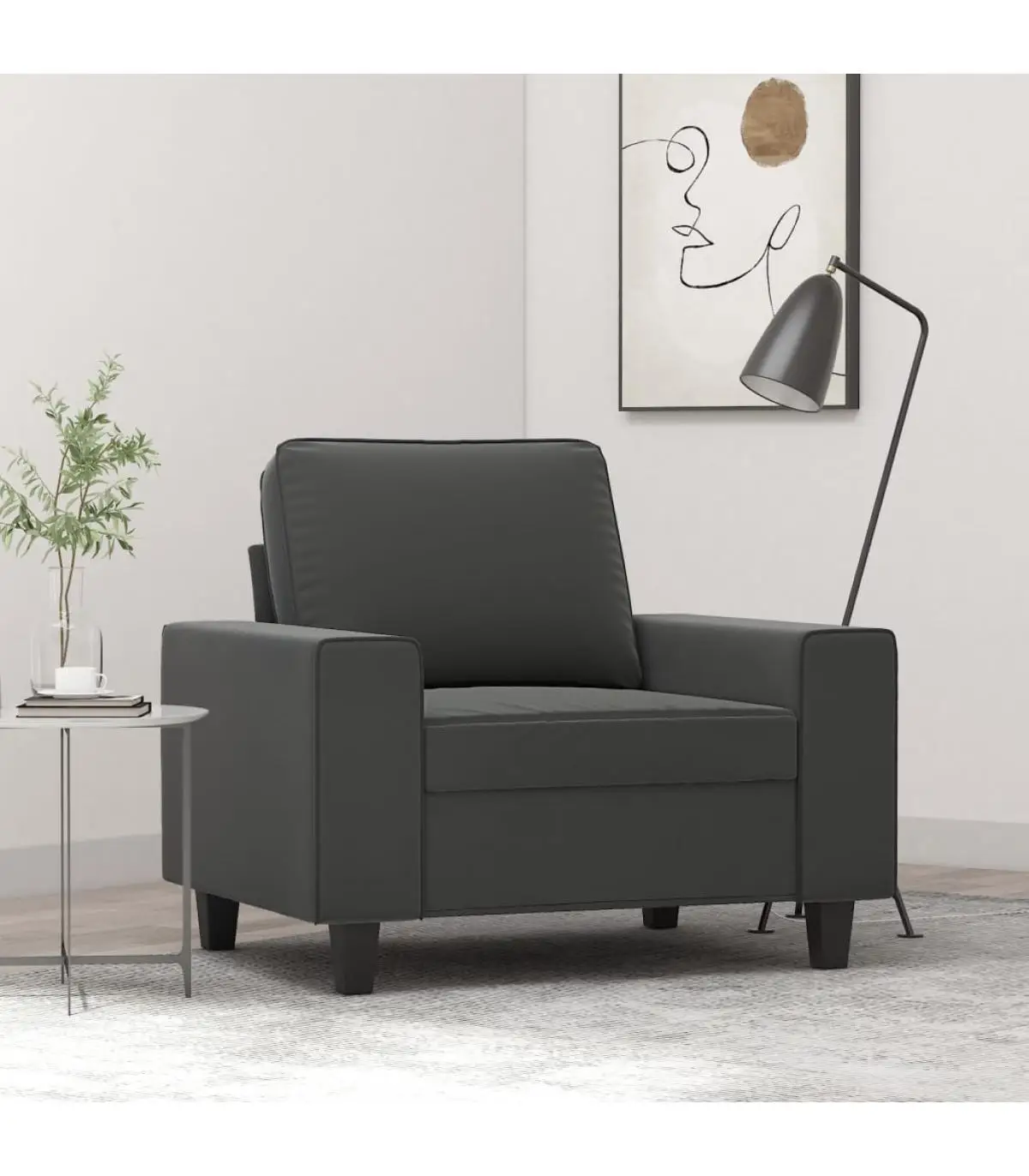 Dark gray microfiber fabric sofa armchair 60 cm