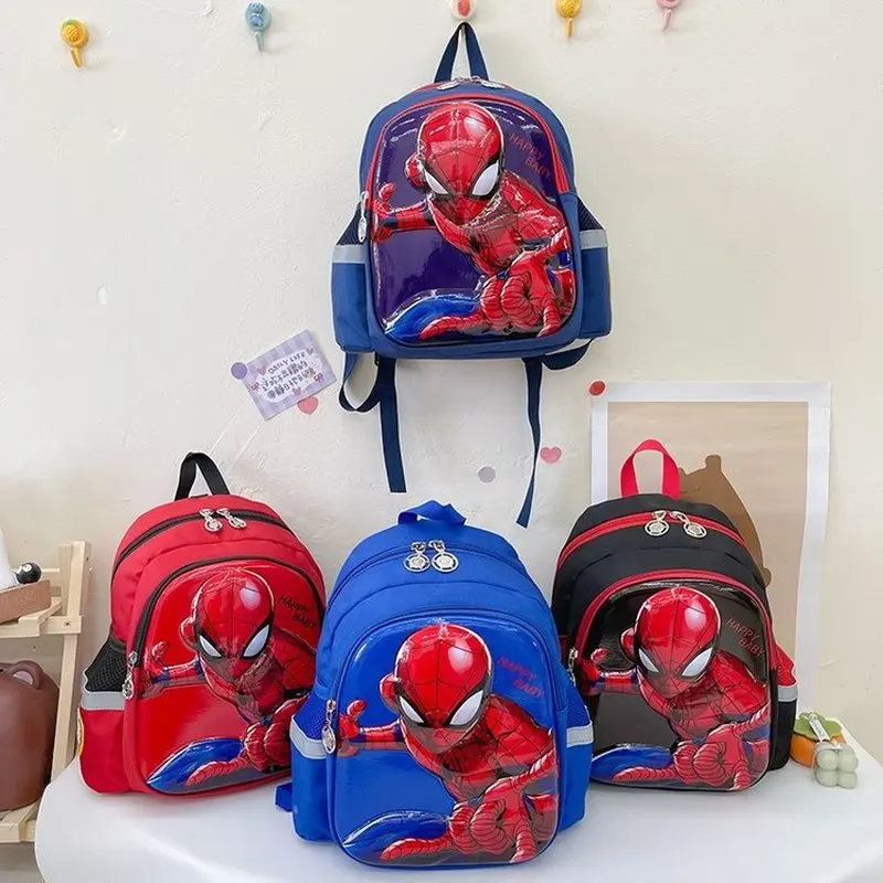 Childrens Backpack Kindergarten Boys Old Boys Backpack Cartoon Outdoor Anti Lost Backpack Spider Man High Comfort Levellarge Cap