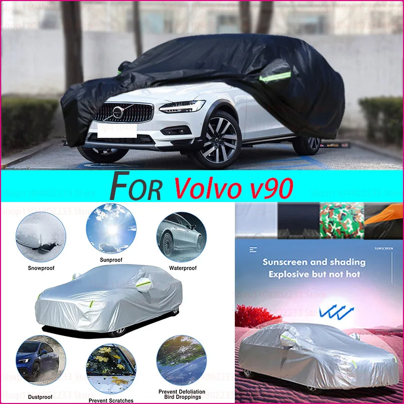 

Black Heavy Duty Car Cover Waterproof All Weather, Full Exterior Cover Outdoor Snow Sun Uv Protection For Volvo V90