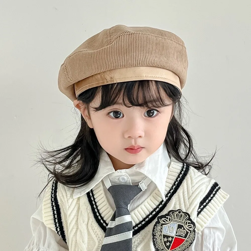 

Vintage Korean Baby Beret Spring Autumn Corduroy Beanies Cap Sweet Casual Painter Hats 2-6year