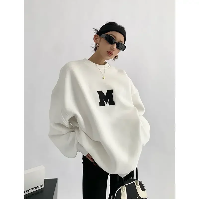 Japanese Tokyo Sakura Printing Spring Casual Women Pullover Sweatshirt Warm Soft Hoodies Loose Crewneck Fleece Female Clothing