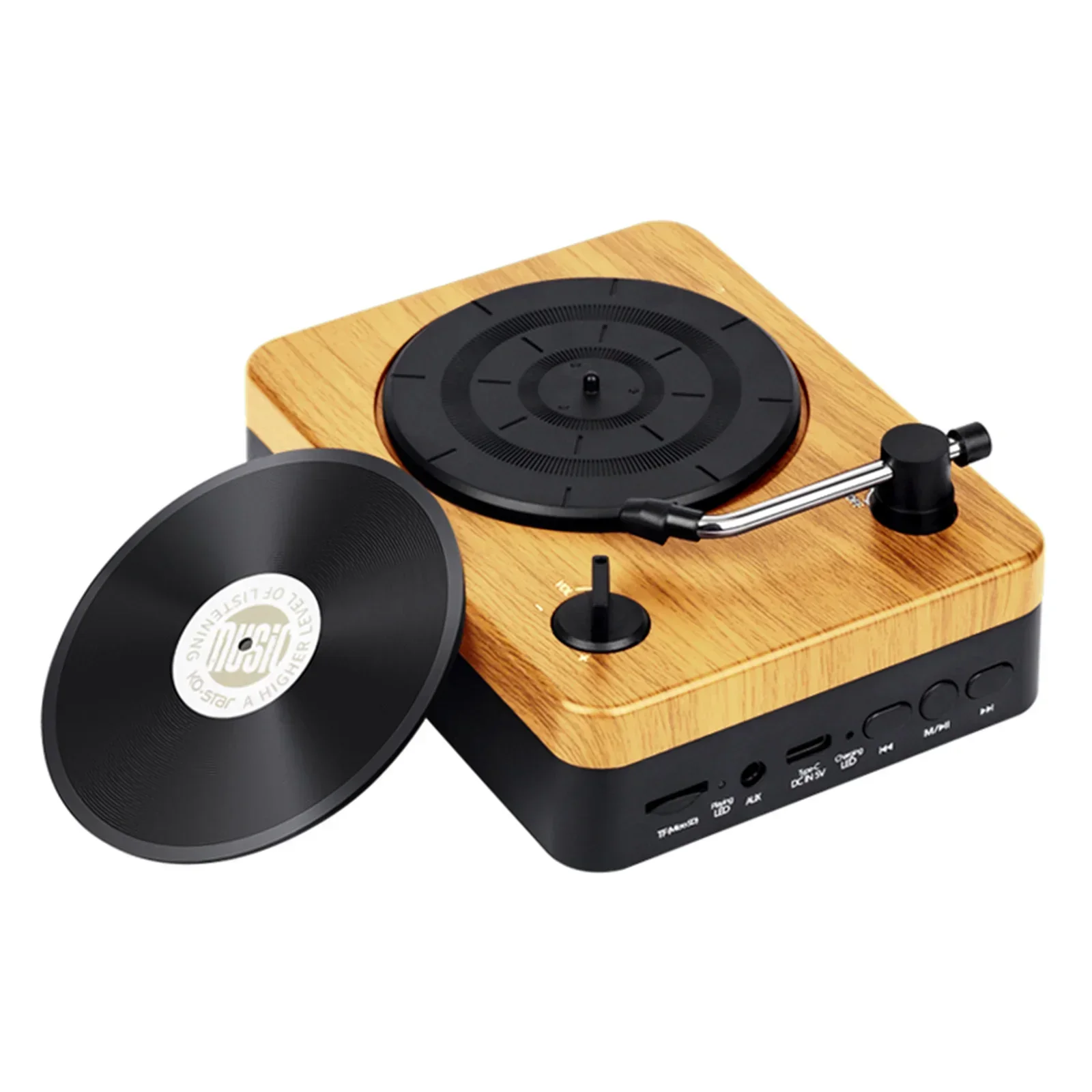 

Portable Mini Bluetooth Speaker Wireless Speaker with AUX IN/TF Card Playback Rechargeable Vintage Record Player Design