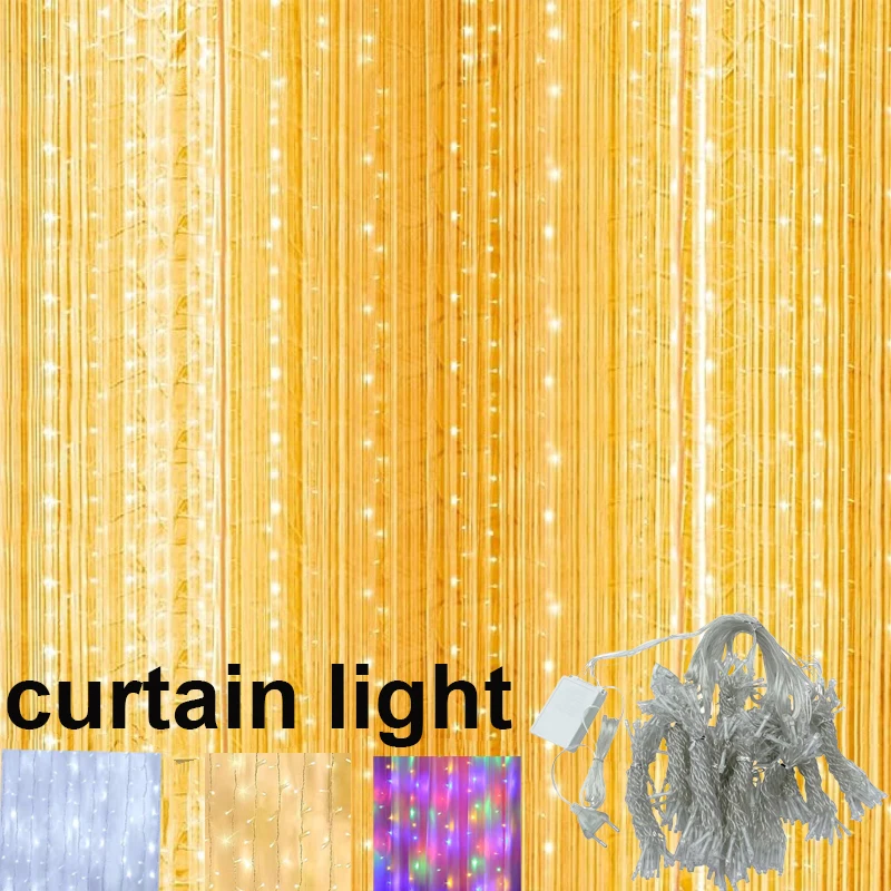

3M String Lights Holiday Wedding Fairy Light Garland Lights for Bedroom 8Mode Remote Control Curtain LED Christmas Decoration