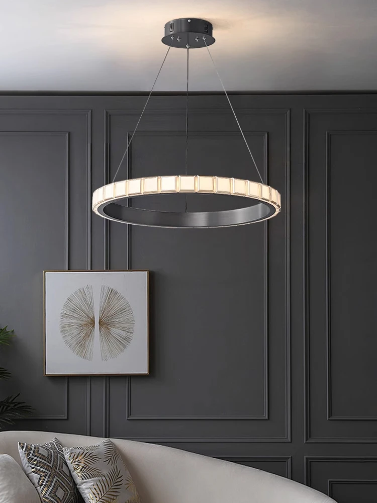 Minimalist Acrylic Aluminum Material Living Room Pendant Light Luxury Circular Office Bedroom Dining Room LED Lighting Fixtures