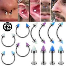 1PC 16g Titanium Bullet Opals Helix Earring Cartilage Labret Stud Opal Hoeseshoe Barbell Nose Hoop Eyebrow Lip Piercing Jewelry
