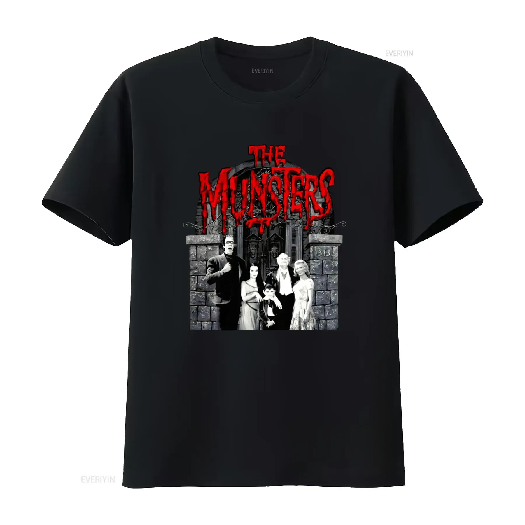 Authentisches UNIVERSAL The Munsters Family Portrait Red Logo T-Shirt S 2XL NEU Vintage Washed Homme Streetwear Vielseitig Stilvoll