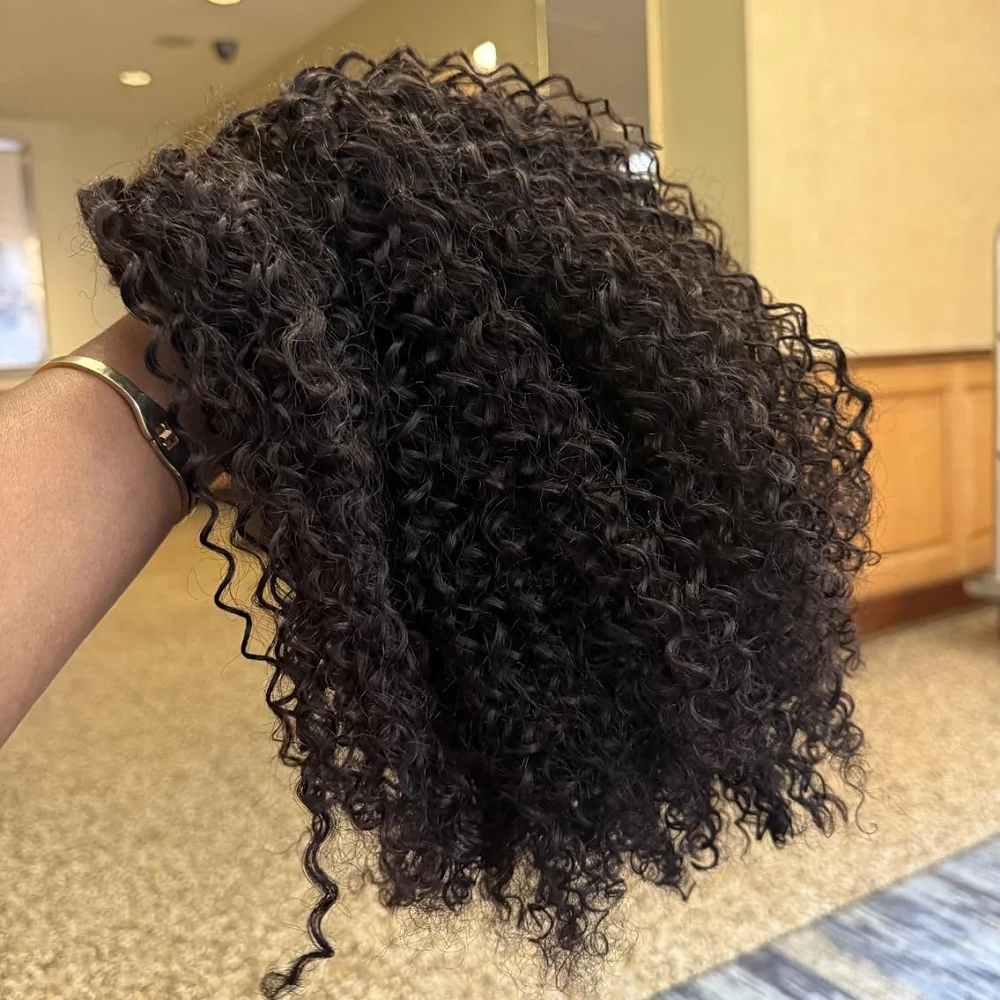 

Полупарик Kinky Curly Flexi-Fit Invisi 3 в 1 Парики Флип Парик на шнурке 200% Плотность Бесклеевые парики 100% человеческие волосы Натуральный черный