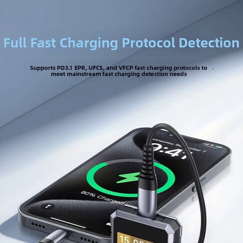 High for Power Monitor for pd 3.1 USB-C Tester 20-bit for adc Chip 7-digit Resolution Real-time Visualization For High-wattage