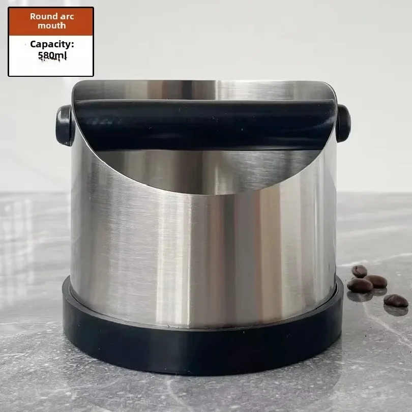 Coffee Knock Box Stainless Steel Espresso Knock Box Non Slip Coffee Ground Knock Box with Rubber Ring Beveled Coffee Ground Bin view 5