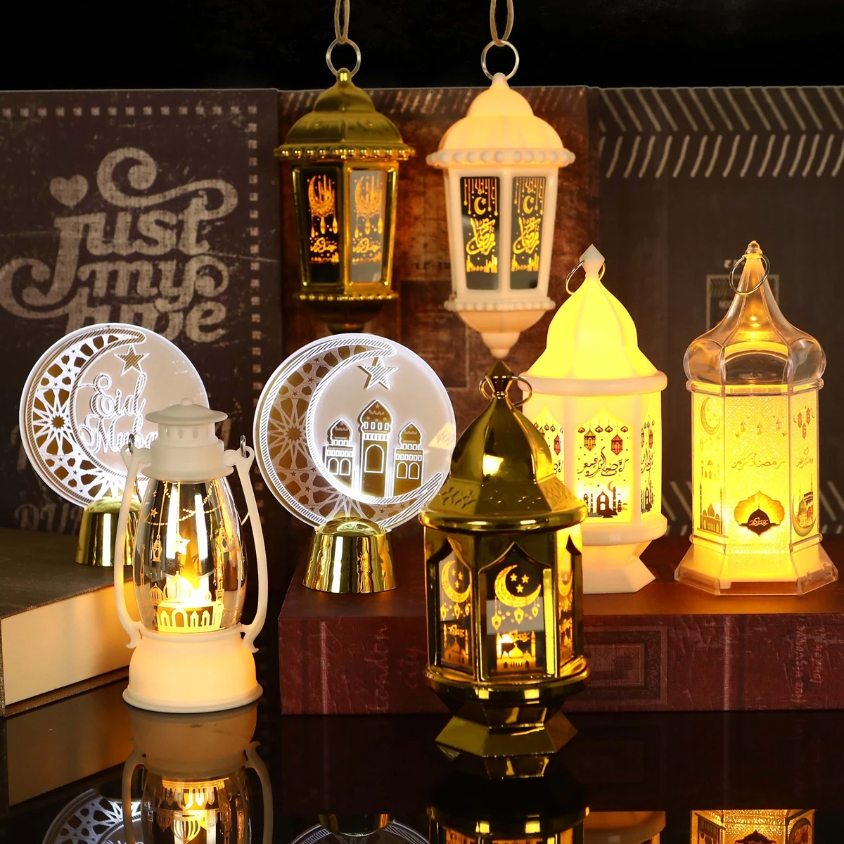 Eid Mubarak Ornaments Black Lantern Light Ramadan Decorations 2024 For Home Islamic Muslim Party Decor Kareem EID Al Adha Gift