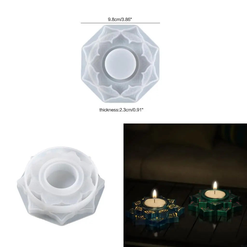 91AF Tealight Resin Mold Lotus Candlestick Epoxy Casting Mould for DIY Jewelry Box