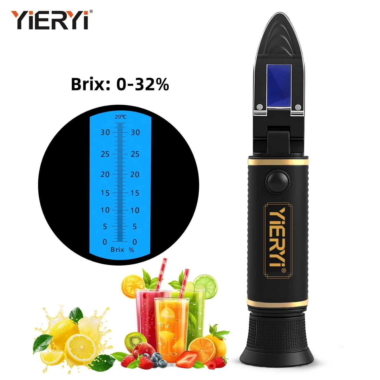 YG-32 Brix Refractometer ATC Handheld Sugar Tester 0-32% For Beer Wine Juice Honey Brewing Food Quality