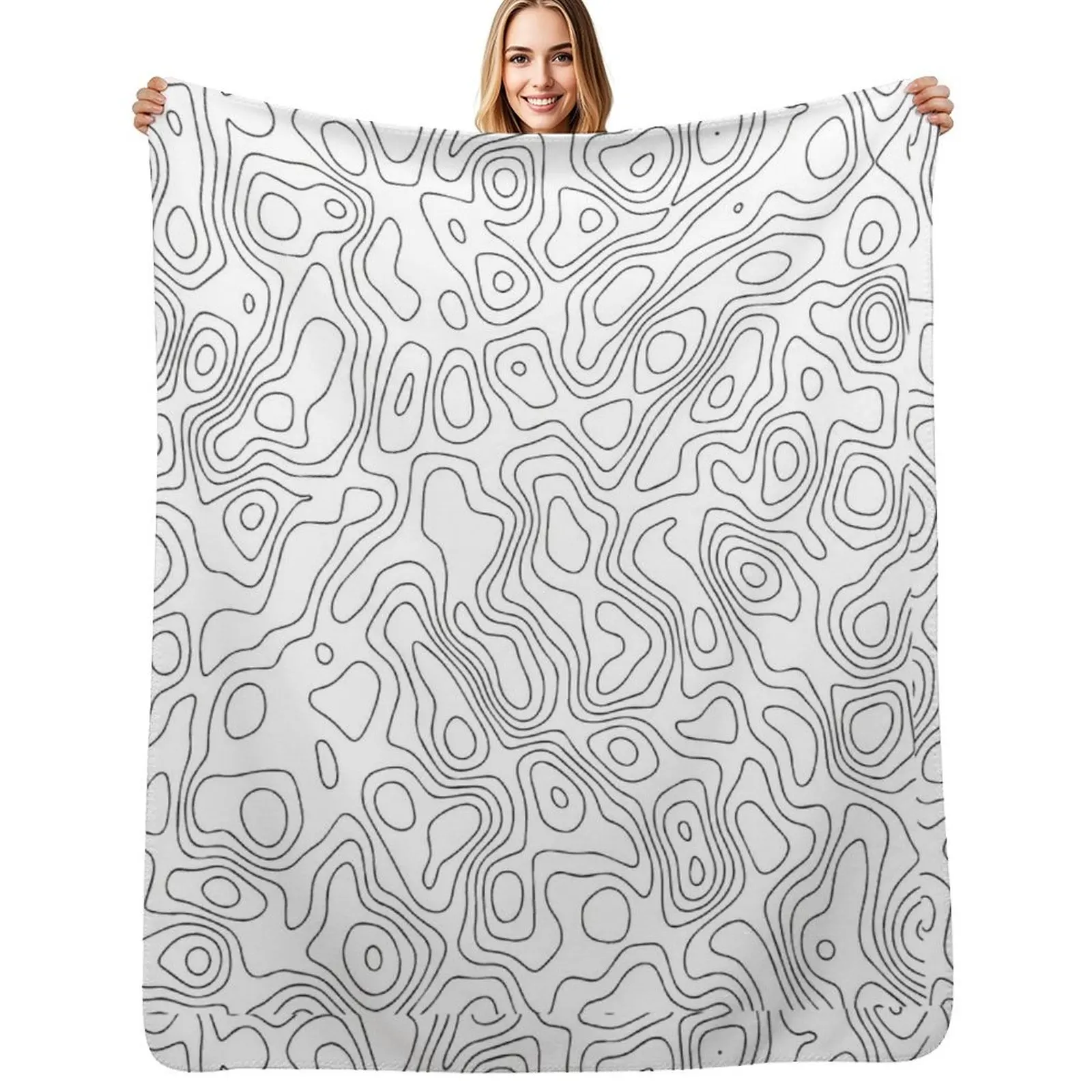 Contour map Throw Blanket Flannel Fabric Camping Decorative Sofa Extra Large Throw Bed linens Soft Plaid Blankets